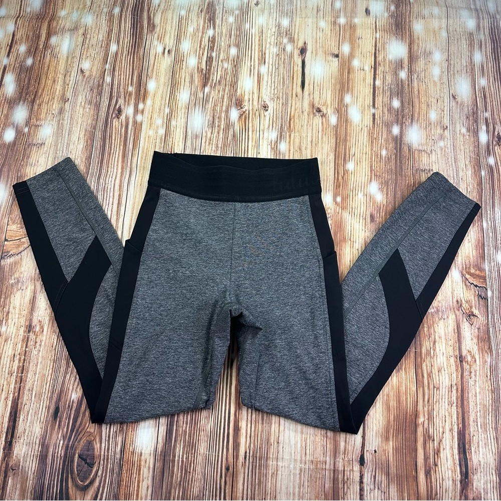 Lululemon Athletica Box It Out Tight Heathered Black / Black Leggings Size 4 - Picture 5 of 15
